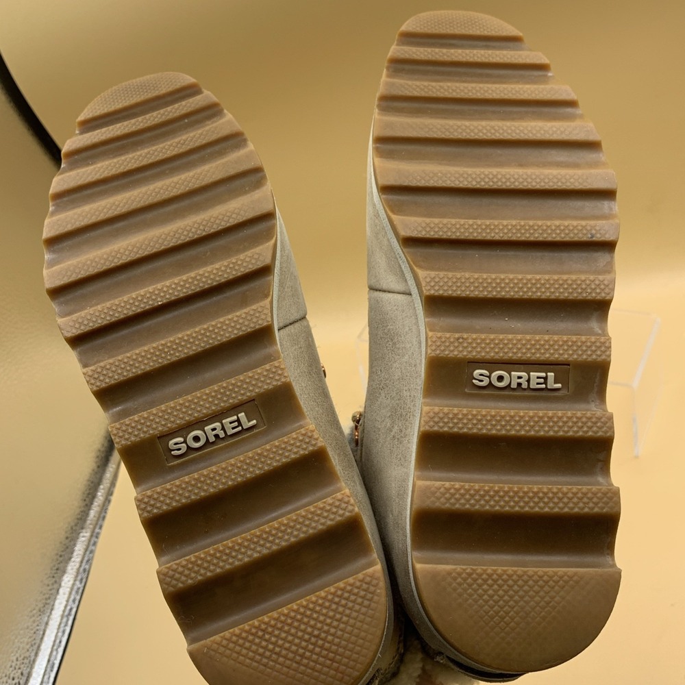 Sorel Sneakchic Alpine Womens Size 8.5 Beige Gray Leather Sherpa Snow Boots - Picture 5 of 10